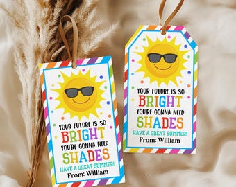 Graduation Favor Tags: 'Future So Bright' Sunglasses - Editable & Printable Est27