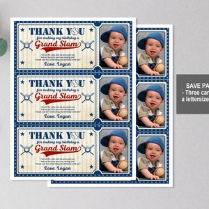 Baseball Birthday Thank You Card: Photo Editable Blue Red Bir296 - Etsy ...