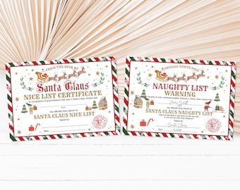 Christmas Nice and Naughty List Certificate: Editable Printable Template Chcs2