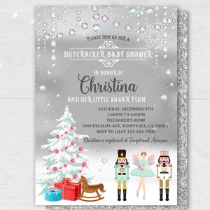 Nutcracker baby shower invitation Sugar Plum Fairy Invite Ballet Christmas Girl Land of Sweets Invite Editable Download Printable Bab25