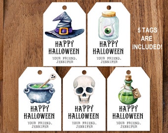 Halloween Favor Tags Halloween Gift Tags Halloween Party Favors Label Spooky Halloween Kids School Tag Editable Printable Download Digital