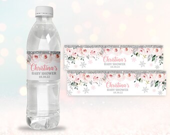 Winter Baby Shower Water bottle Label  Download  EDITABLE  Bab44  Bab43