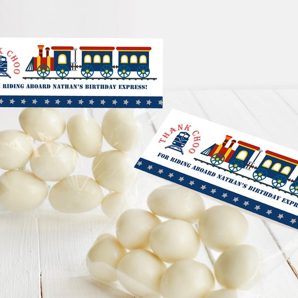 Train Birthday treat bag toppers  EDITABLE  Download  Train gift bag toppers  Train Decor  Bir137