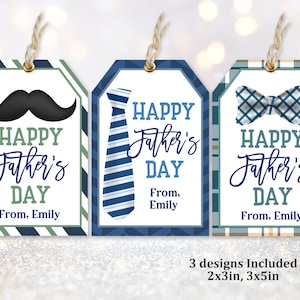 Vatertag Geschenkanhänger Väter Tag Favor Tag Opa Geschenk Etikett 3 Designs Schnurrbart Krawatte Blau Grün Bearbeitbar Druckbar Download Fat12