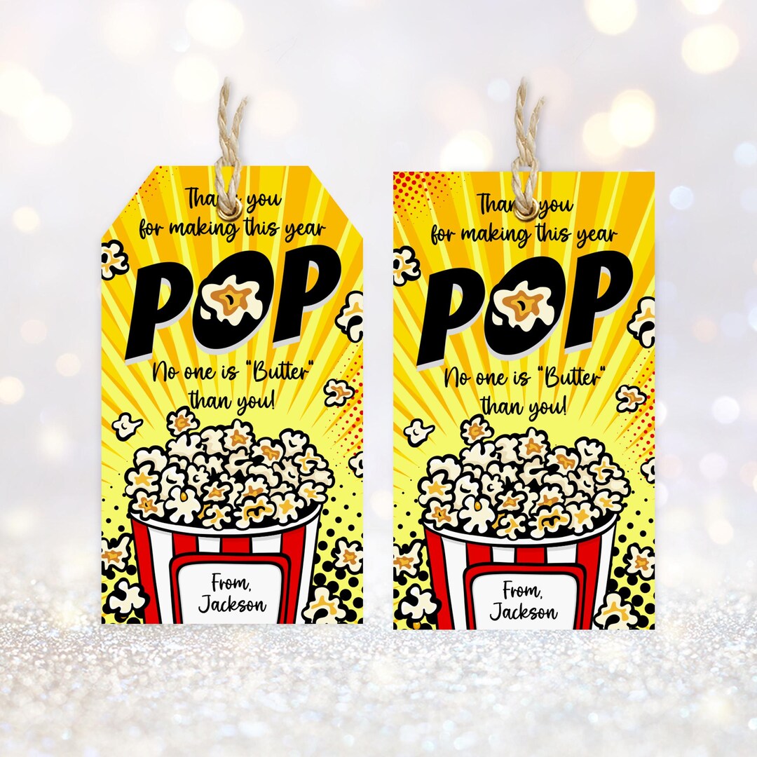Teacher Appreciation Tag: Popcorn Design - Printable Thank You Card ...