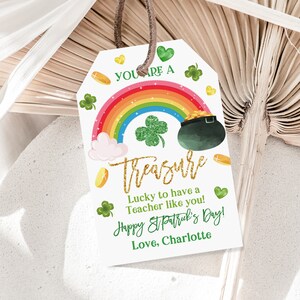 St. Patrick Day Gift Tag Teachers Treat Label Treasure Tag Teacher Appreciation Classroom School Printable Editable Download SPD2