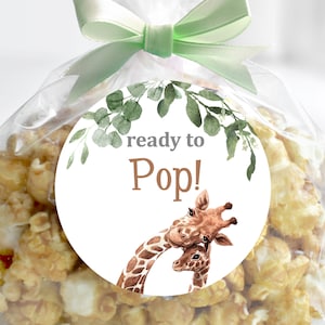 Sticker girafe ready to pop Sticker baby shower girafe, tag Télécharger Bab36