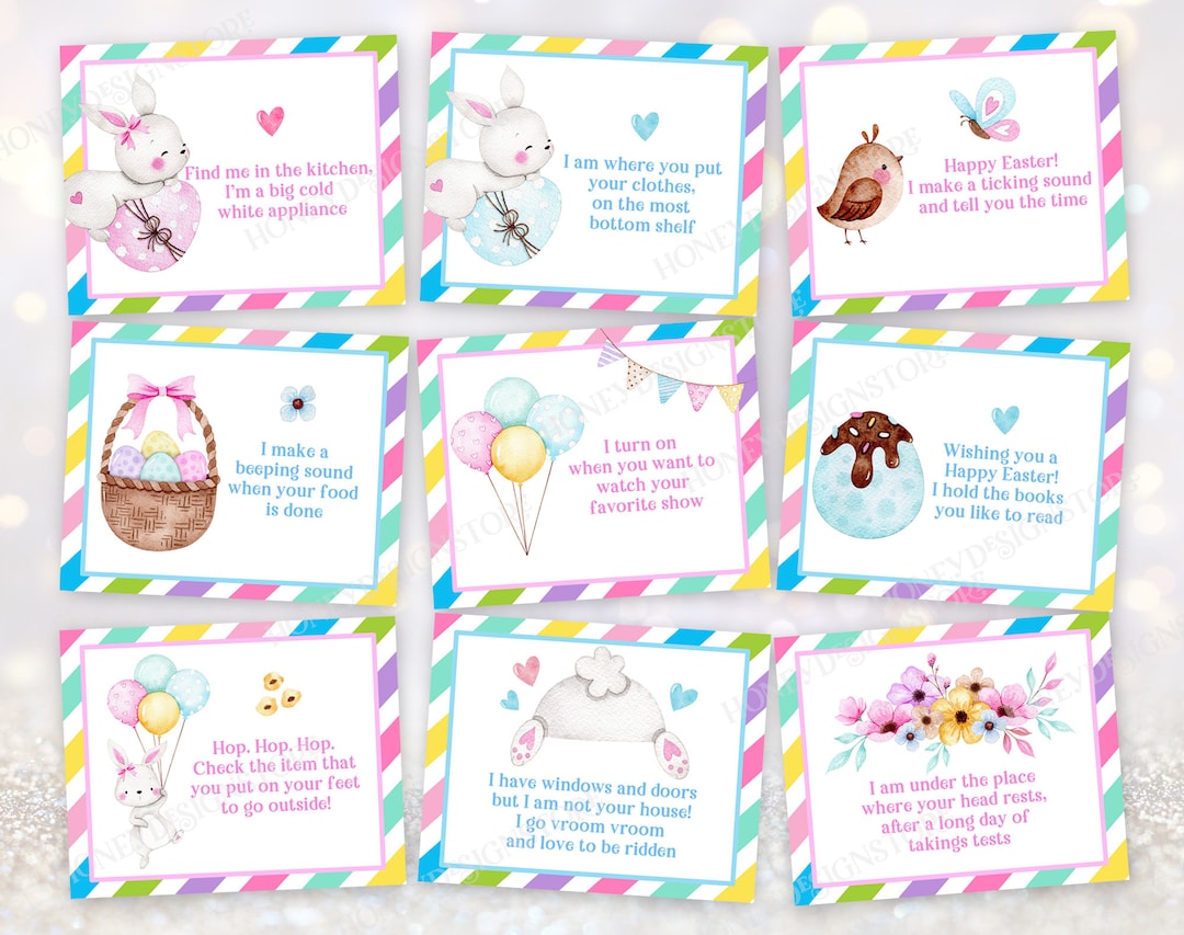 Easter Scavenger Hunt Game Easter Treasure Egg Hunt Clues Children Kids