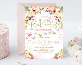 Butterfly Birthday Invitation: Whimsical Floral Design (Editable Digital Bir277)
