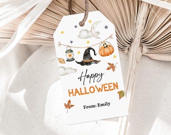 Halloween Treat Gift Tags - Editable Printable Party Favor Labels Hat35