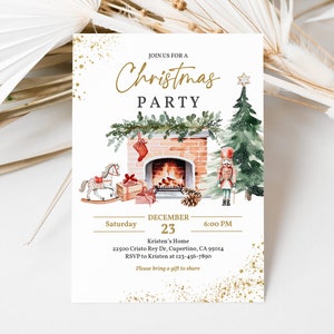 Editable Christmas Party Invitation Christmas Party Invite Printable Annual Holiday Party Invitation Cozy party  Digital Download Chr36
