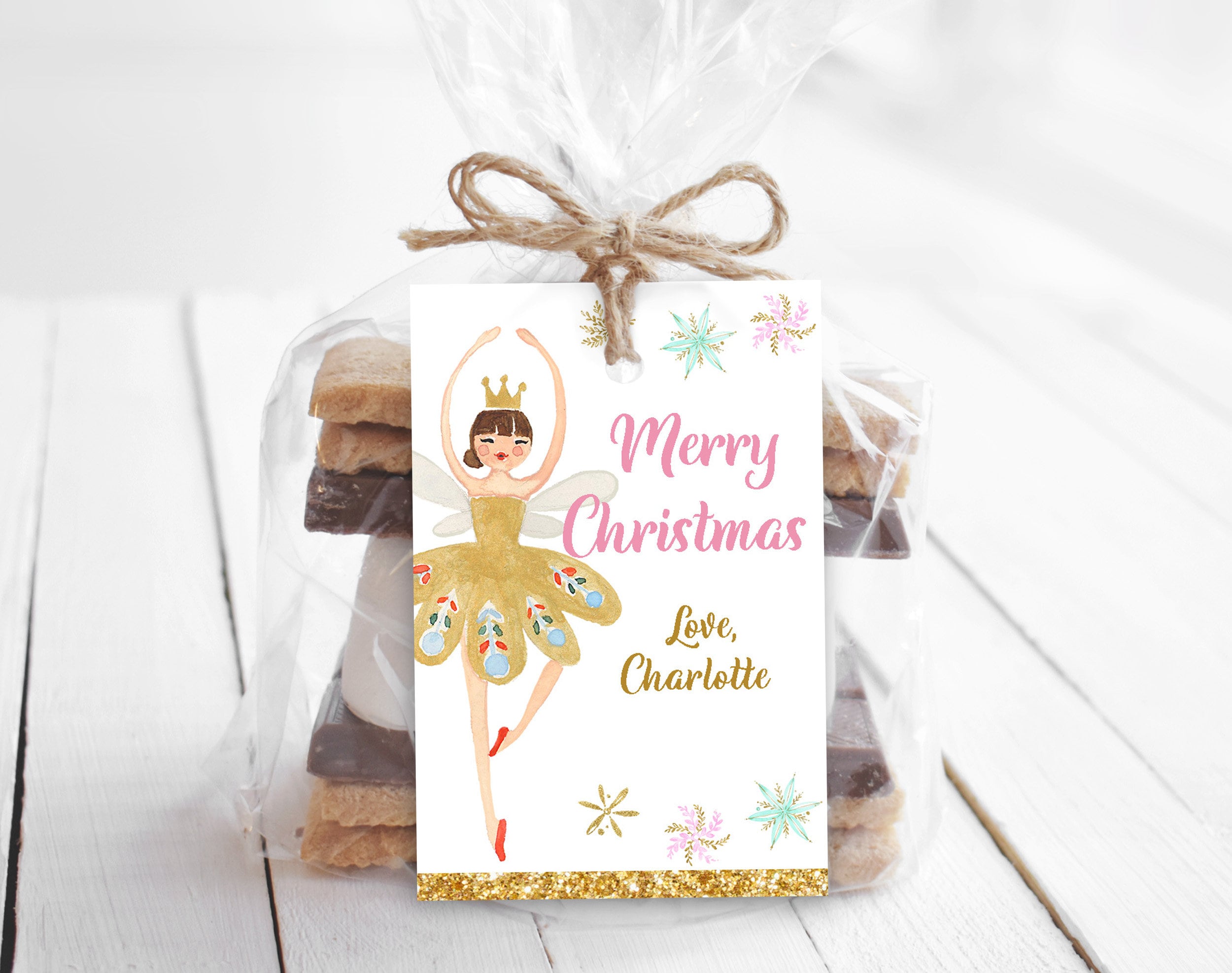 Nutcracker Christmas Tag Printable Label Editable Sugar Plum - Etsy