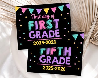 Chalkboard First Day of School Sign - Editable, Printable Digital File