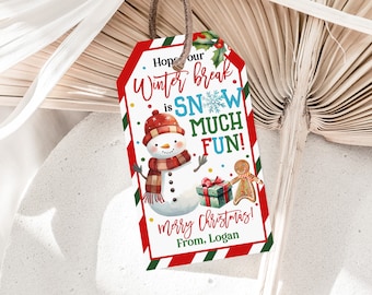 Schneemann Geschenkanhänger Weihnachten - Printable Winter Break Etiketten Cht60