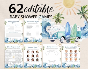 Baby Shower Games: Surf and Summer Beach Party (Editable Digital Download) Bab187