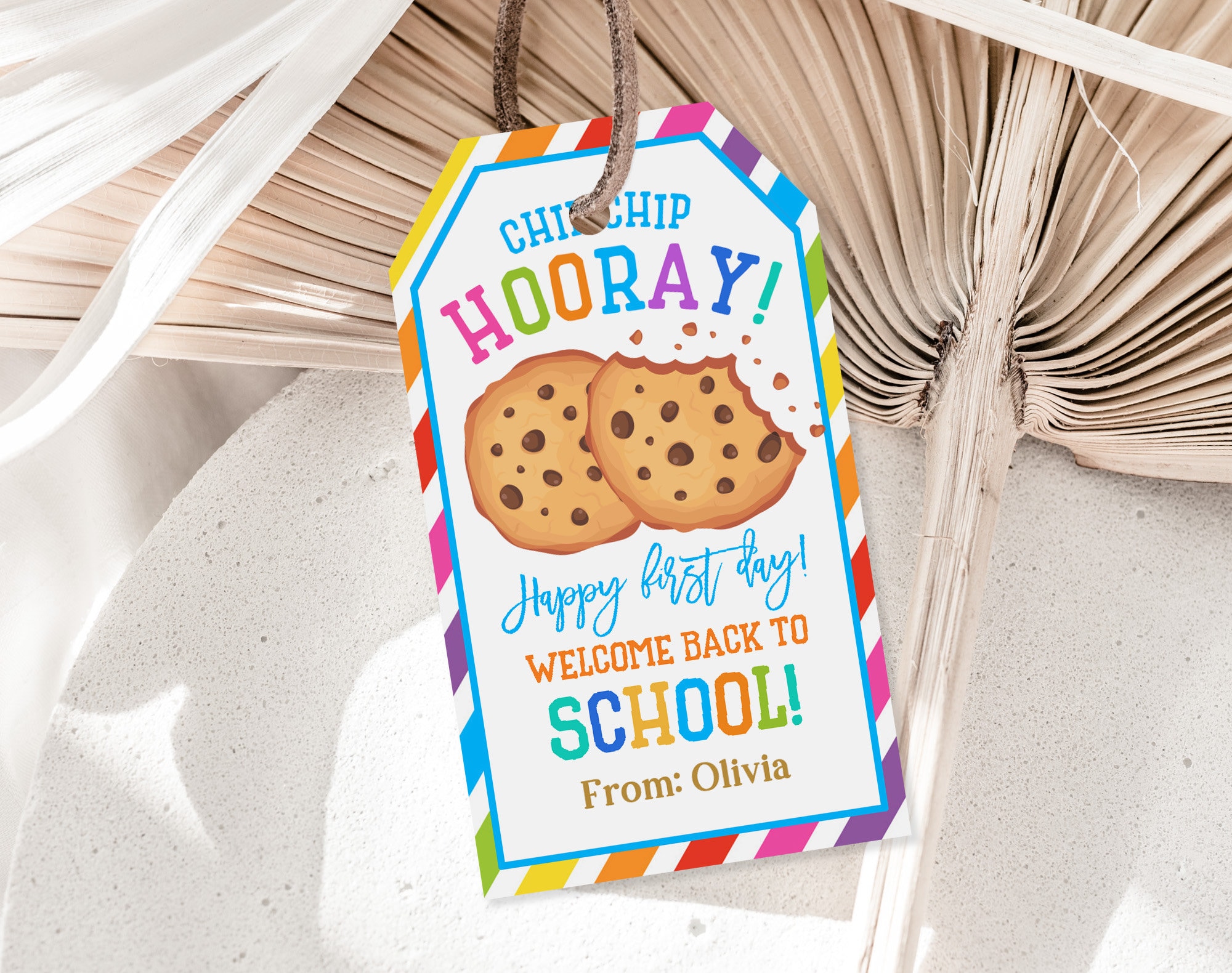 Back to School Cookie Gift Tag, Teacher Classroom Treats (editable ...