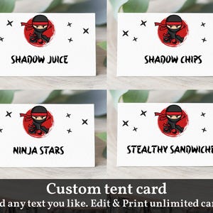 Ninja Food Labels Ninja Birthday Party Food Tent Cards Karate Place Cards Martial Arts Table Decor Editable Printable Download Bir333