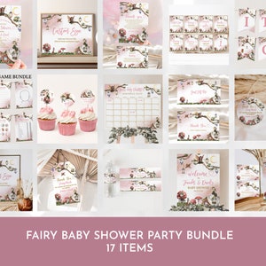 Rustic Fairy Baby Shower Invitation Bundle - Editable Digital Download Bab172