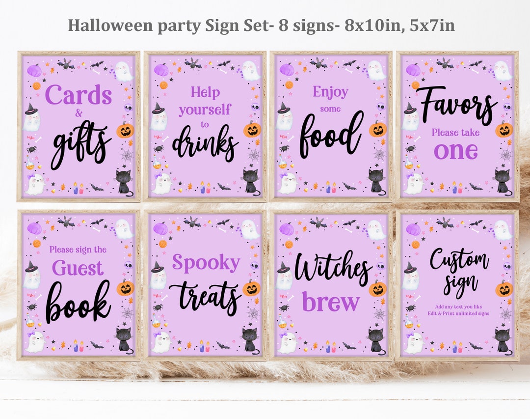 Halloween Birthday Table Sign Set Halloween Ghost Party Decor Etsy