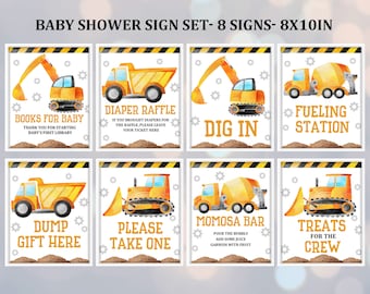 Construction sign set  Baby shower table sign set  EDITABLE, Download  Bab84