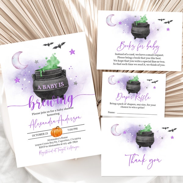 Pack d'invitations pour baby shower d'Halloween en préparation pour Halloween