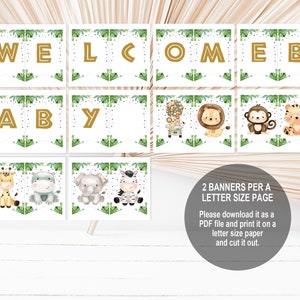 Safari Banner Baby Shower Jungle Animals Banner Jungle Birthday party banner Greenery Girl Boy Editable Download Printable Bab153 Bir297 imagem 2