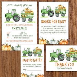 Little Pumpkin Truck Baby Shower Invitation Set  Baby shower Invitation Suite  Download  100% EDITABLE  Bab19