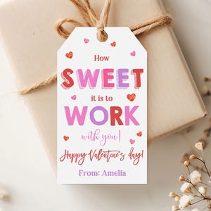 Modifiable Comme c'est agréable de travailler avec vous Étiquette-cadeau pour la Saint-Valentin Équipes Personnel École PTO/PTA Admin Bénévoles Étiquette-cadeau imprimable TVA71