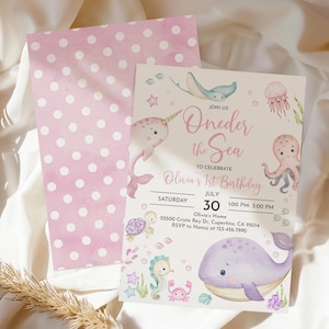 Invitación de cumpleaños: Animales marinos del fondo del mar - Plantilla editable Bir463 imagen 4