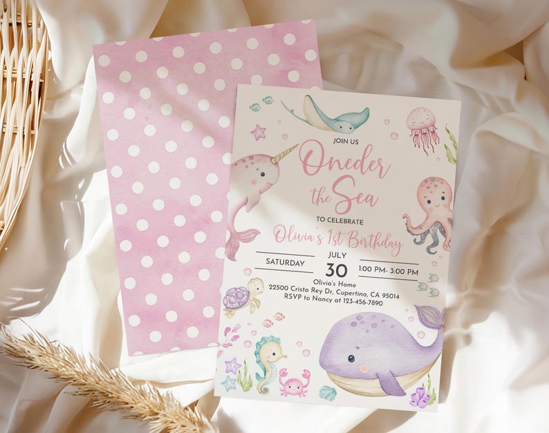 Invitación de cumpleaños: Animales marinos del fondo del mar - Plantilla editable Bir463 imagen 4