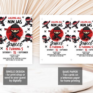 Ninja Birthday Invitation Martial Arts Invite Ninja Party Printable Warrior Birthday Invitation Digital Editable Template Download Bir333 image 4