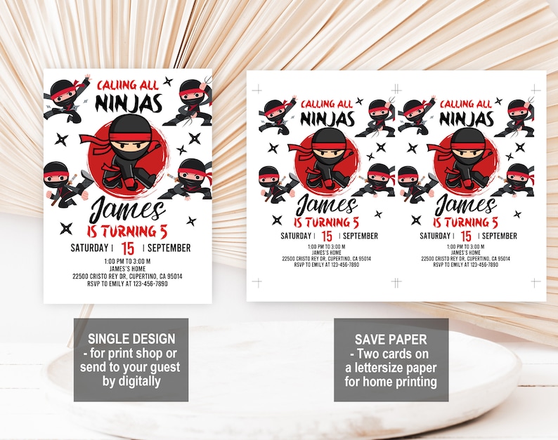 Ninja Birthday Invitation Martial Arts Invite Ninja Party Printable Warrior Birthday Invitation Digital Editable Template Download Bir333 image 4
