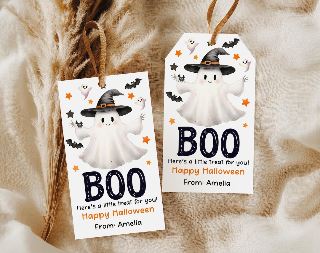 Hashtag Boo Tag Halloween Boo Basket Tag: Editable Cute Ghost Trick or Treat - Etsy