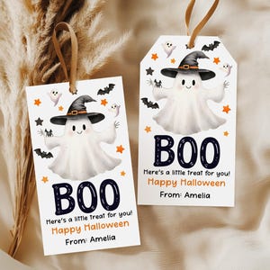 Halloween Boo Basket Tag: Editable Cute Ghost Trick or Treat
