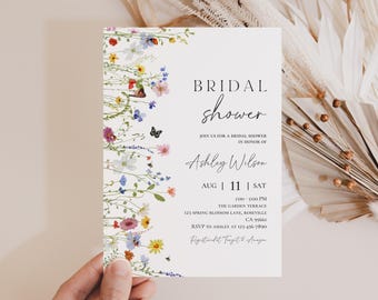 Invito per addio al nubilato: Giardino Boho con fiori selvatici - Download digitale Bri46