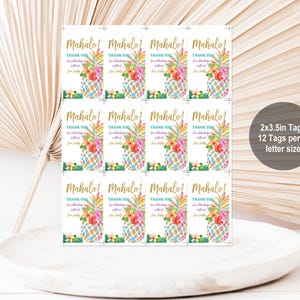 Tropical Pineapple Thank You Tags, Aloha Party Favors (Editable PDF Bir130) image 4