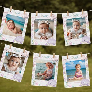 Under The Sea Monthly Photo Banner Editable Oneder the Sea Monthly Milestone Banner Printable Under The Sea First Birthday Banner Bir463