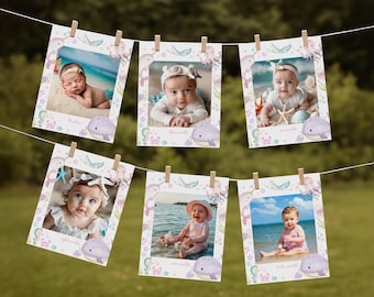 Banner fotografico sotto il mare: traguardo del primo compleanno, PDF stampabile Bir463