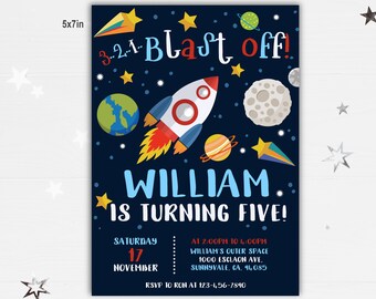 Outer Space Invitation/5x7in, 4x6in/ Space Birthday party/ Digital/ INSTANT DOWNLOAD/ EDITABLE/ Bir73