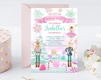Nutcracker Birthday Invitation: Sugar Plum Fairy, Pink Ballet Theme Bir15