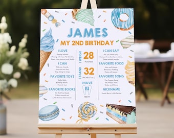 2nd Birthday Milestone Sign: Sweet Donut & Ice Cream (Editable Download Bir371)