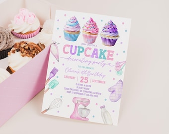 Cupcake Birthday Invitation: Baking Party Invite (Printable, Editable Bir550)