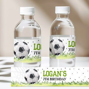 Etiqueta para garrafa de água de aniversário de futebol Etiquetas para festa esportiva Envoltório para garrafa de água de futebol Decoração para futebol Favor para impressão Editável Download Bir245