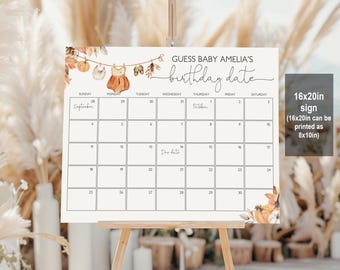 Kalender met uitgerekende datum: Herfstpompoenthema (Bewerkbaar verjaardagsraadspel Bab291)