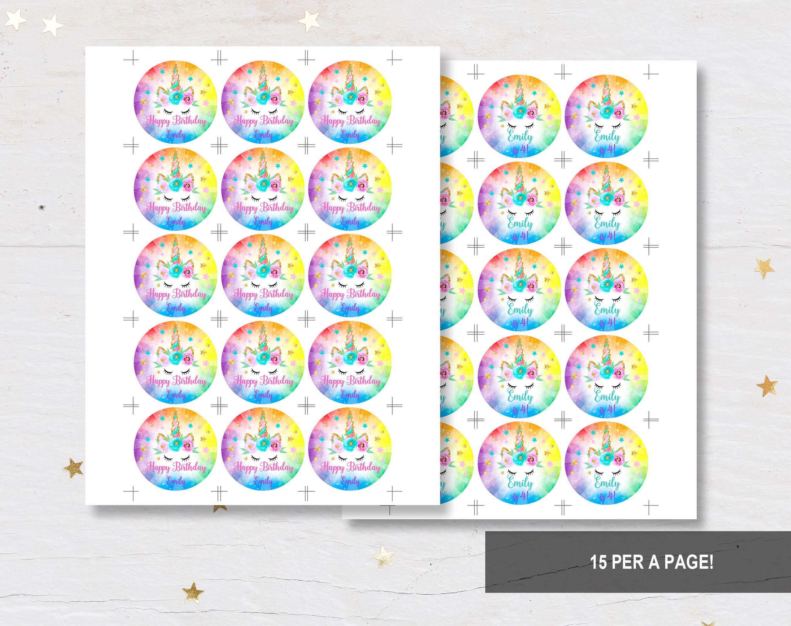 Rainbow Unicorn Birthday Cupcake Topper/ Unicorn Printable | Etsy