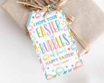 Editable Easter Bubble Gift Tags - Printable School Favor Labels Eat26