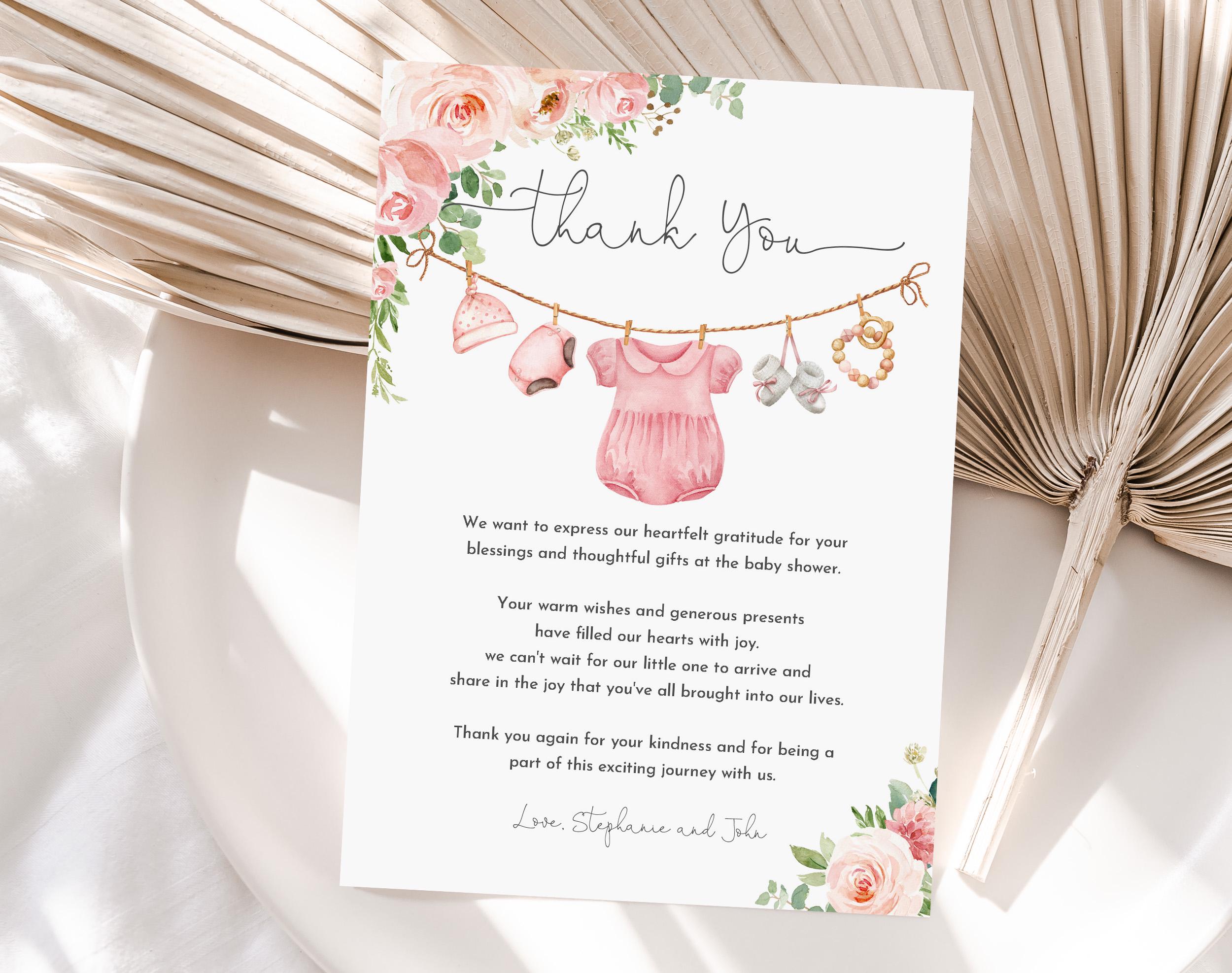 for coming baby thank you note wording free printable baby shower