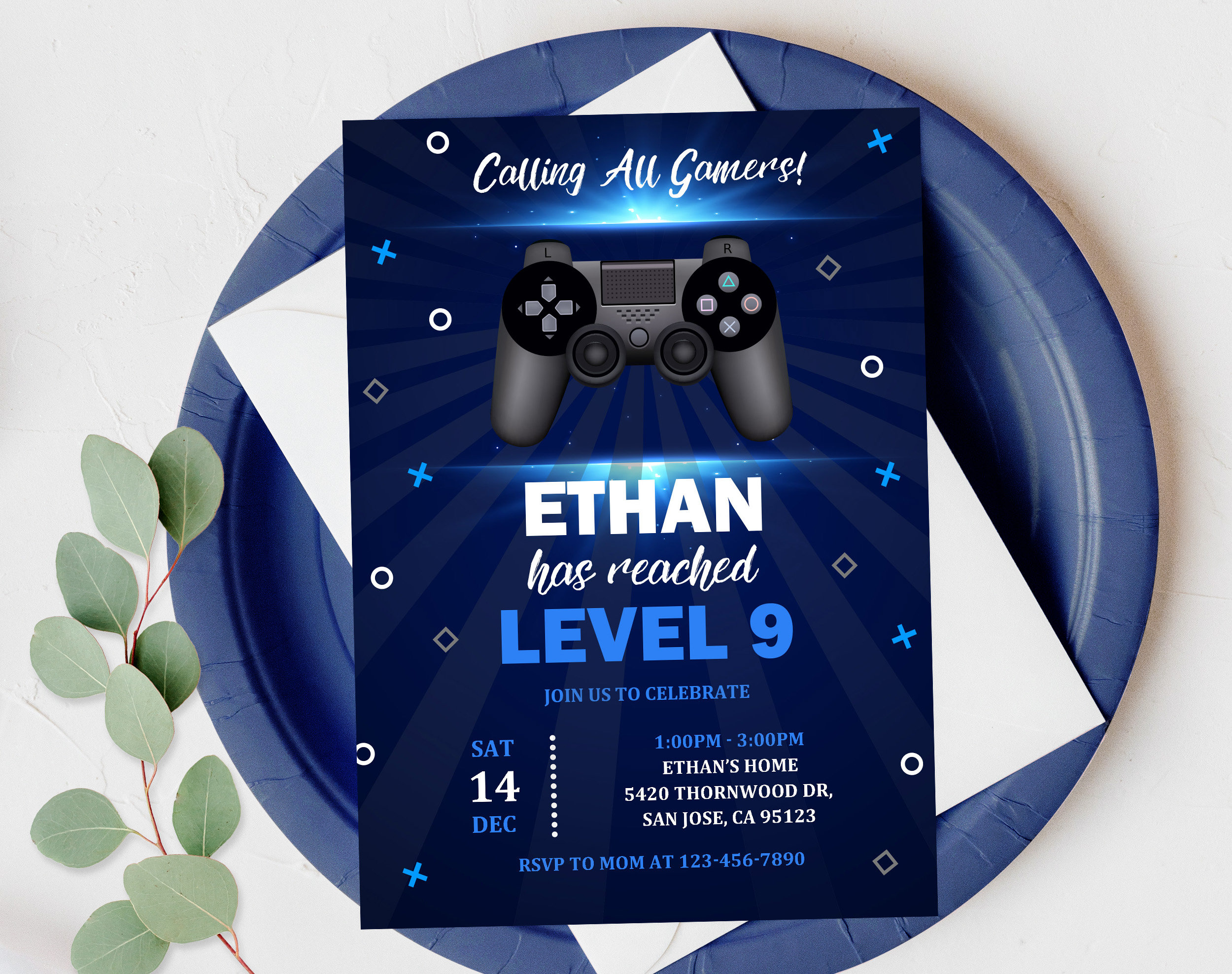 Video Game Invitation Editable Gamer Birthday Invite Video 