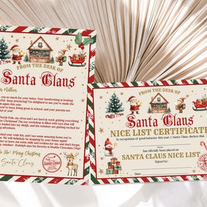 Carta oficial do Papai Noel, lista de certificados, conjunto de caixas de correio do Pólo Norte para véspera de Natal, editável, para impressão, download lenis5