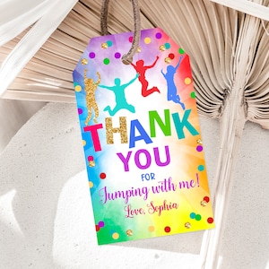 Sprung Favor Tags springen Trampolin Geburtstag Danke Tags Hüpfen Haus Geschenkanhänger Vielen Dank Für Springen Party Bearbeitbar Druckbar Download Bir63